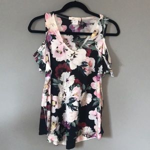 Floral cold shoulder top
